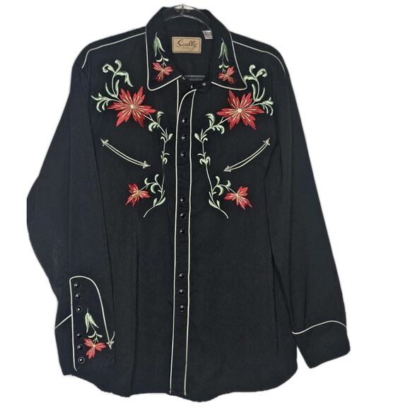 Scully Western Shirt Men's Large Embroidered Pearl Snap Cowgirl Cowboy - Picture 11 of 11